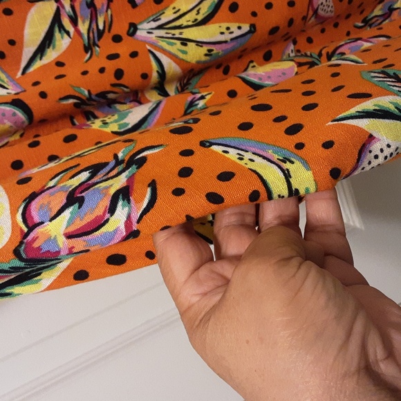KOURT Vibrant Orange Fruit Print Mini Dress Size - Picture 7 of 12